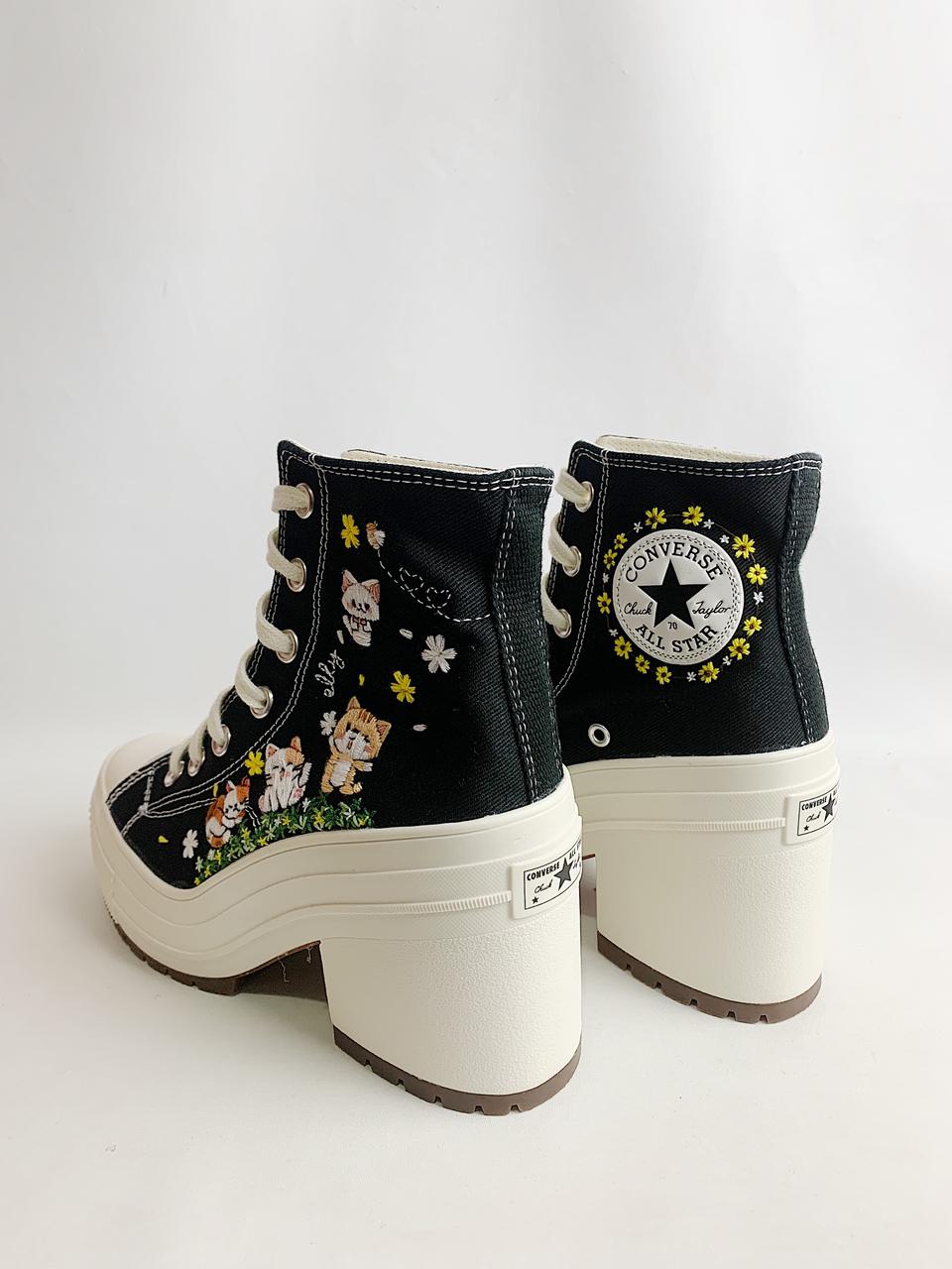 Cats Garden High Shoes Embroidery